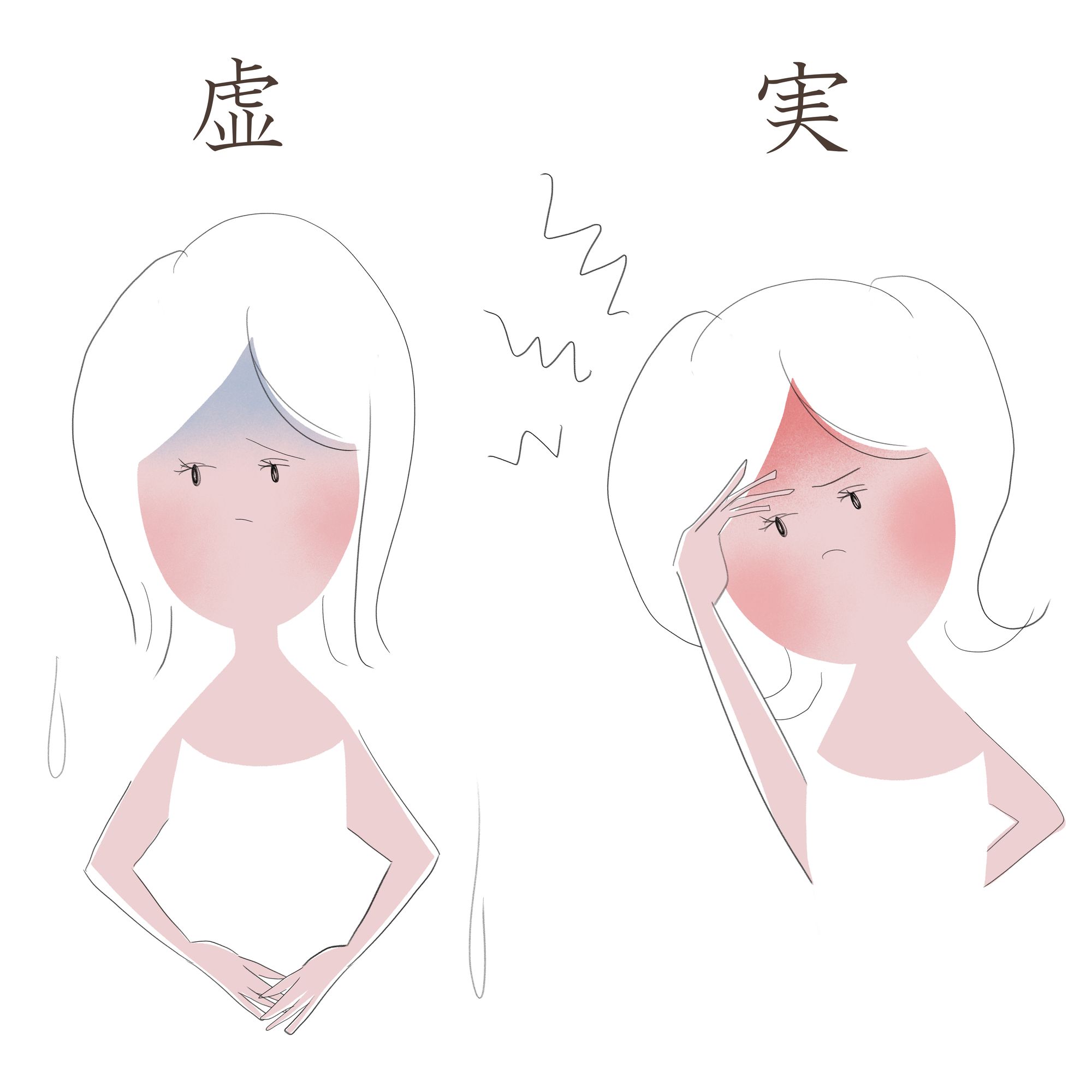 寒がる虚証の女性とイライラ暑がる実証の女性