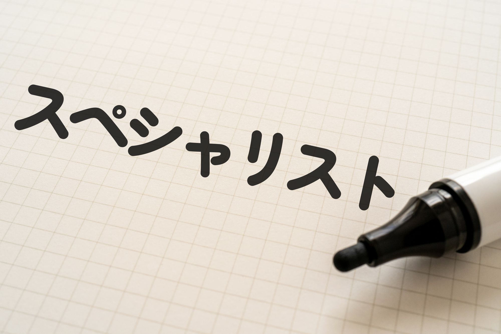 マジックで「スペシャリスト」と書いたメモ