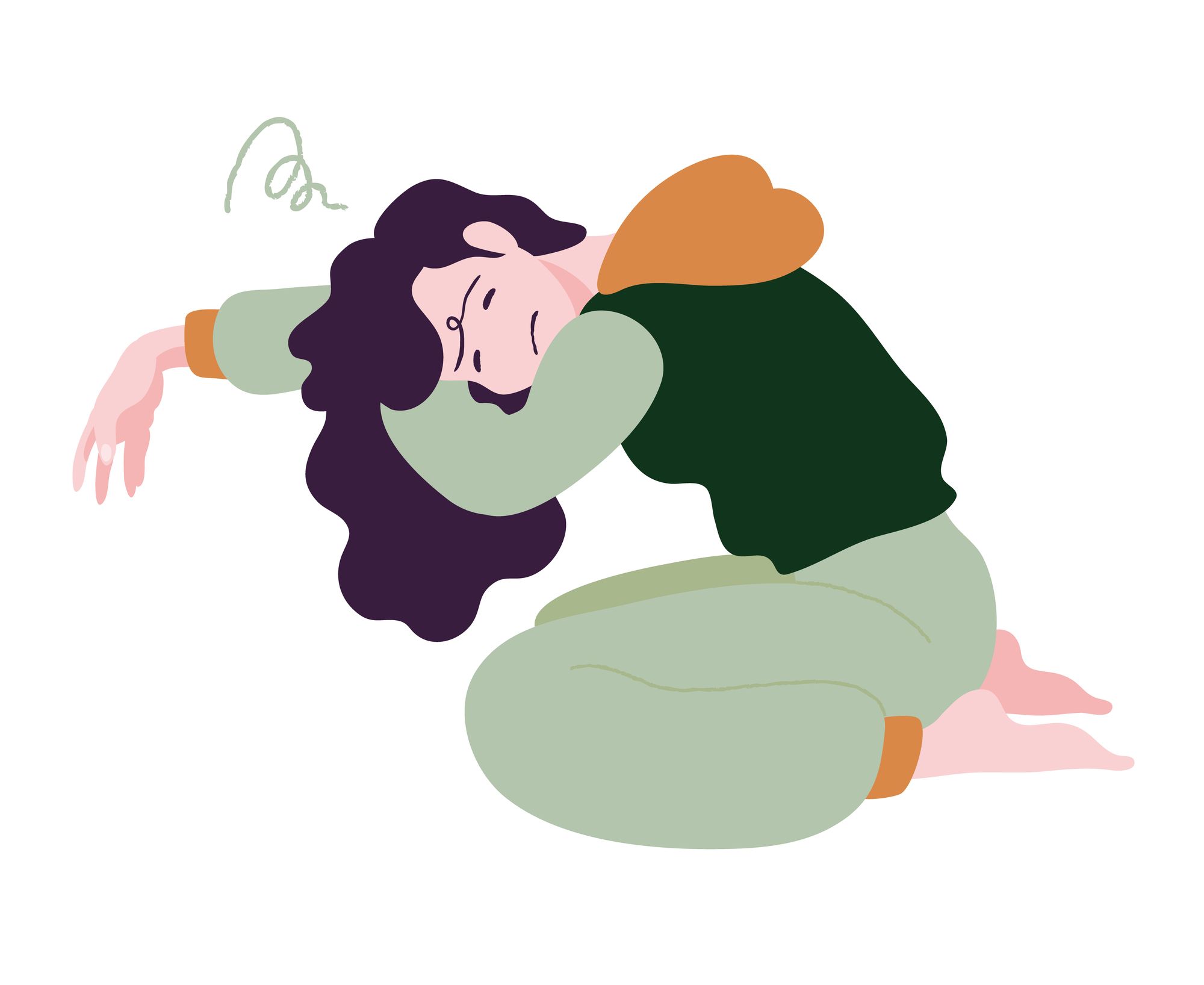 頭痛に悩まされる女性のイラスト