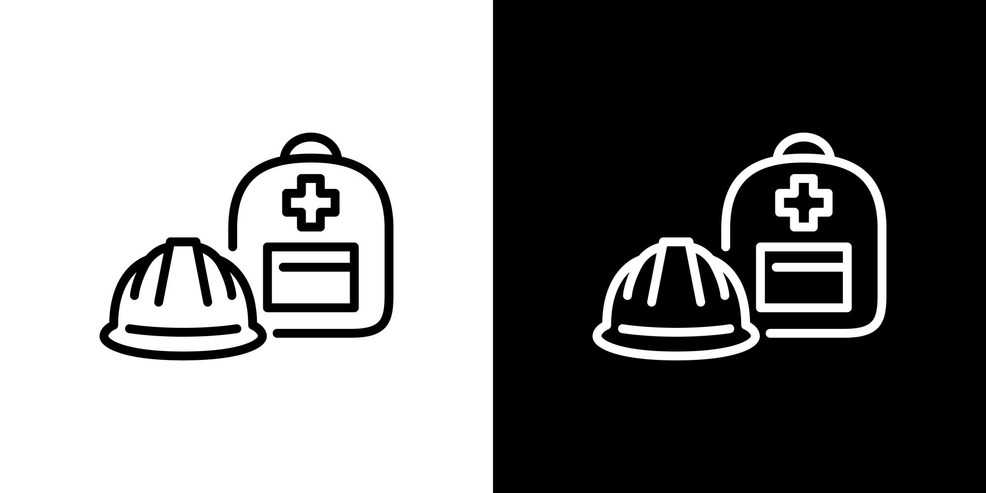 ヘルメットと防災バッグのイラスト