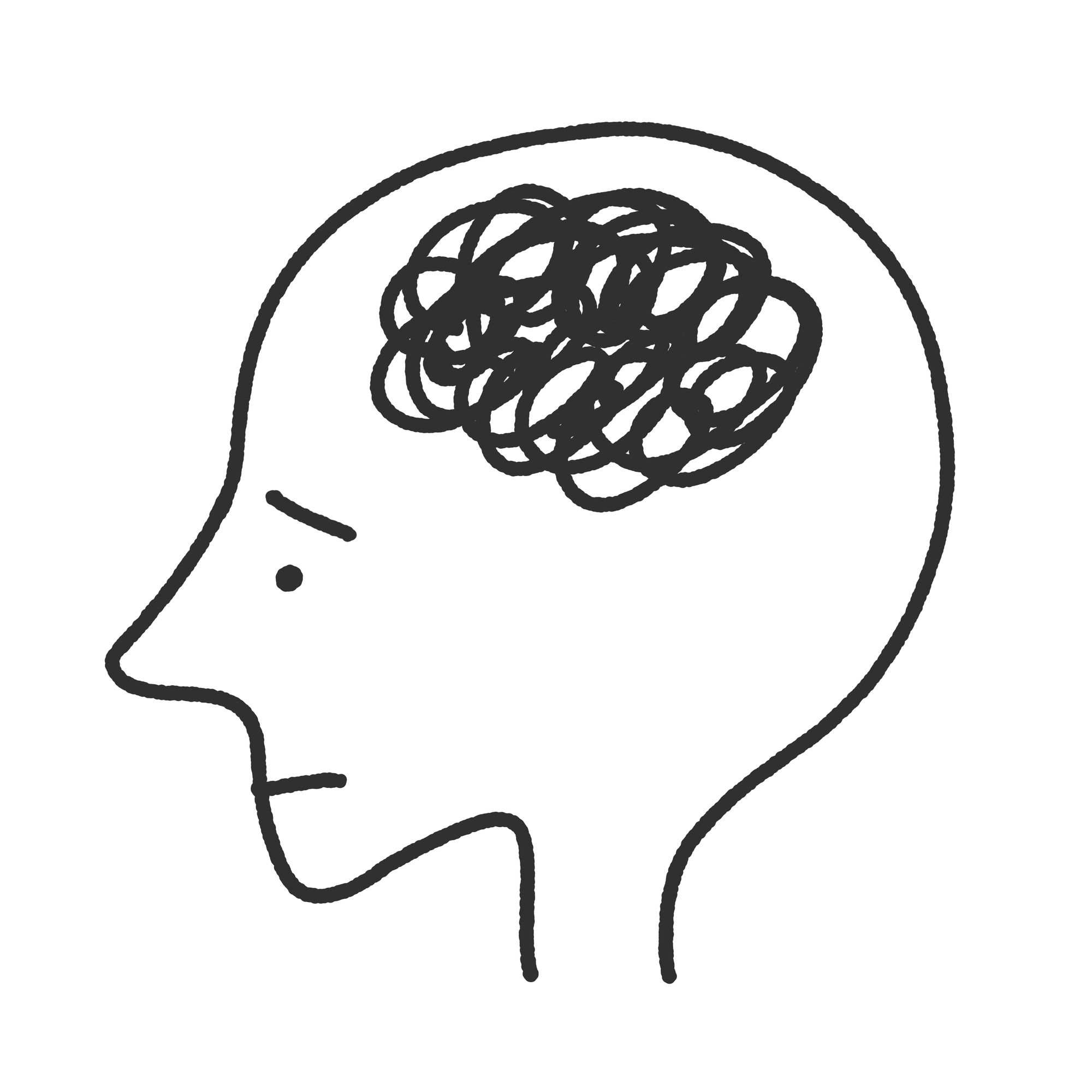 頭がモヤモヤする人の横顔のイラスト