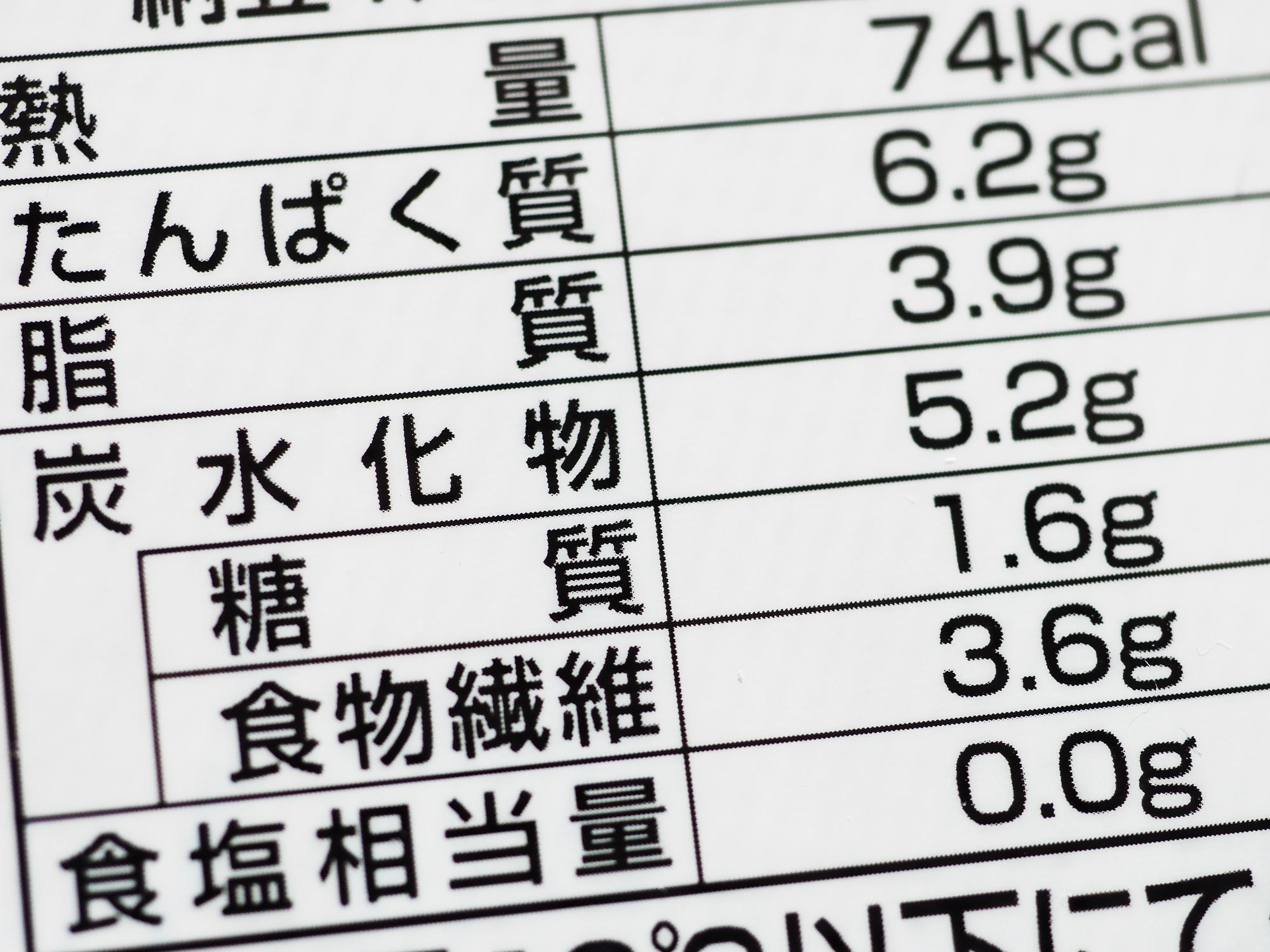 栄養成分表示