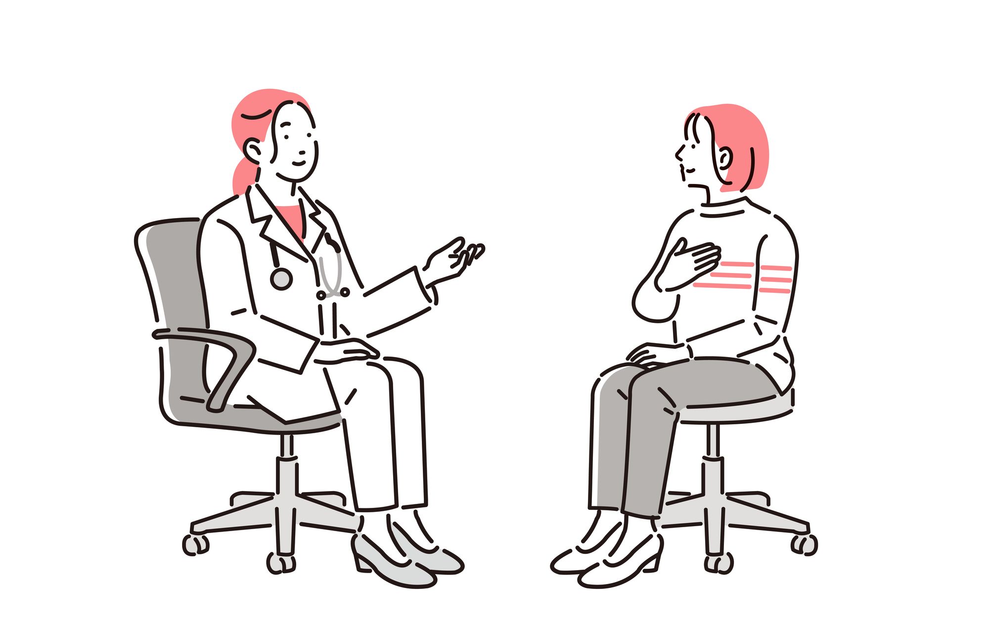 女性医師に相談する女性のイラスト