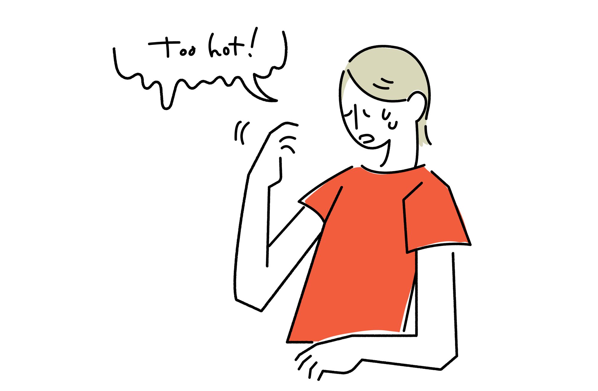 汗をかいて暑がる女性のイラスト