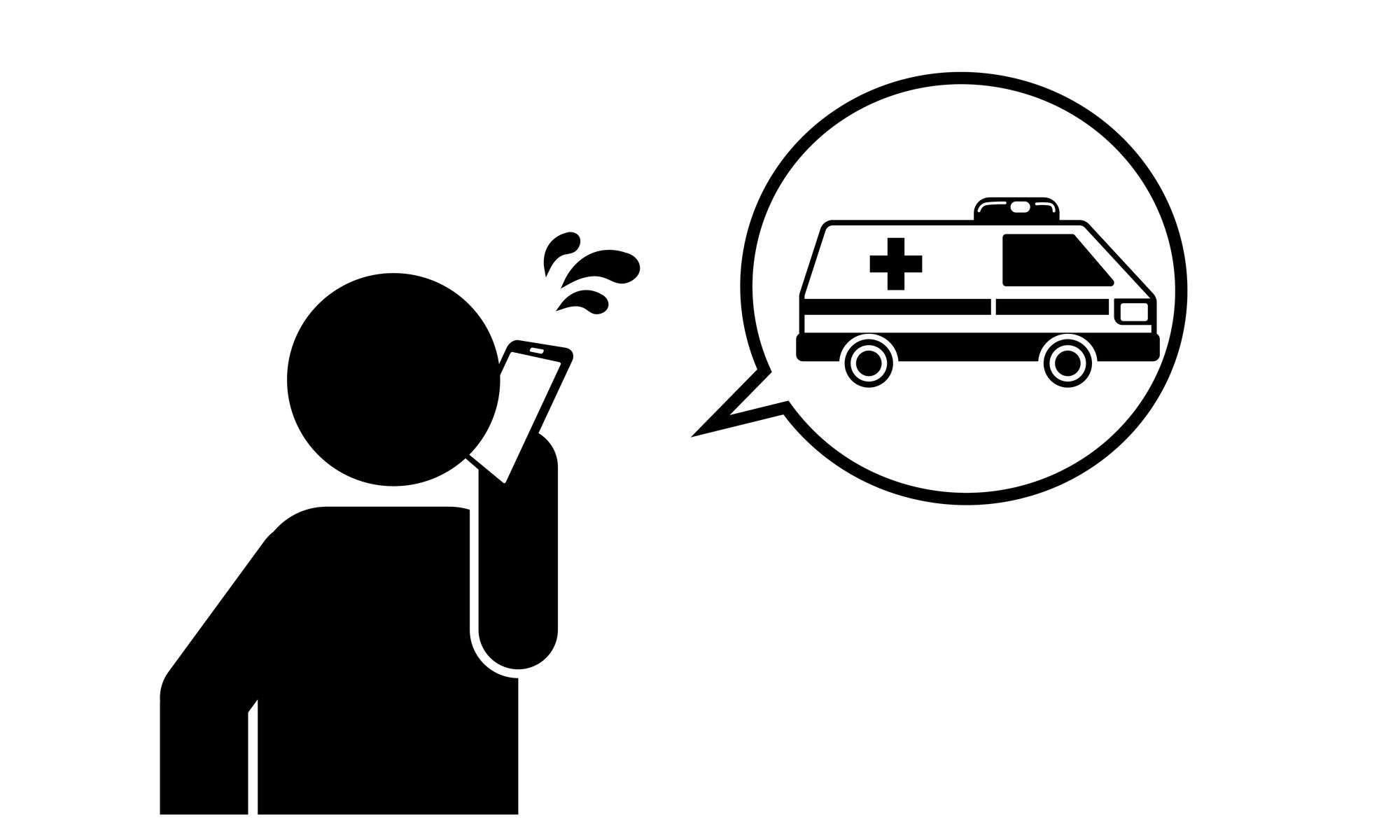 慌てて救急車を呼ぶ人のイラスト