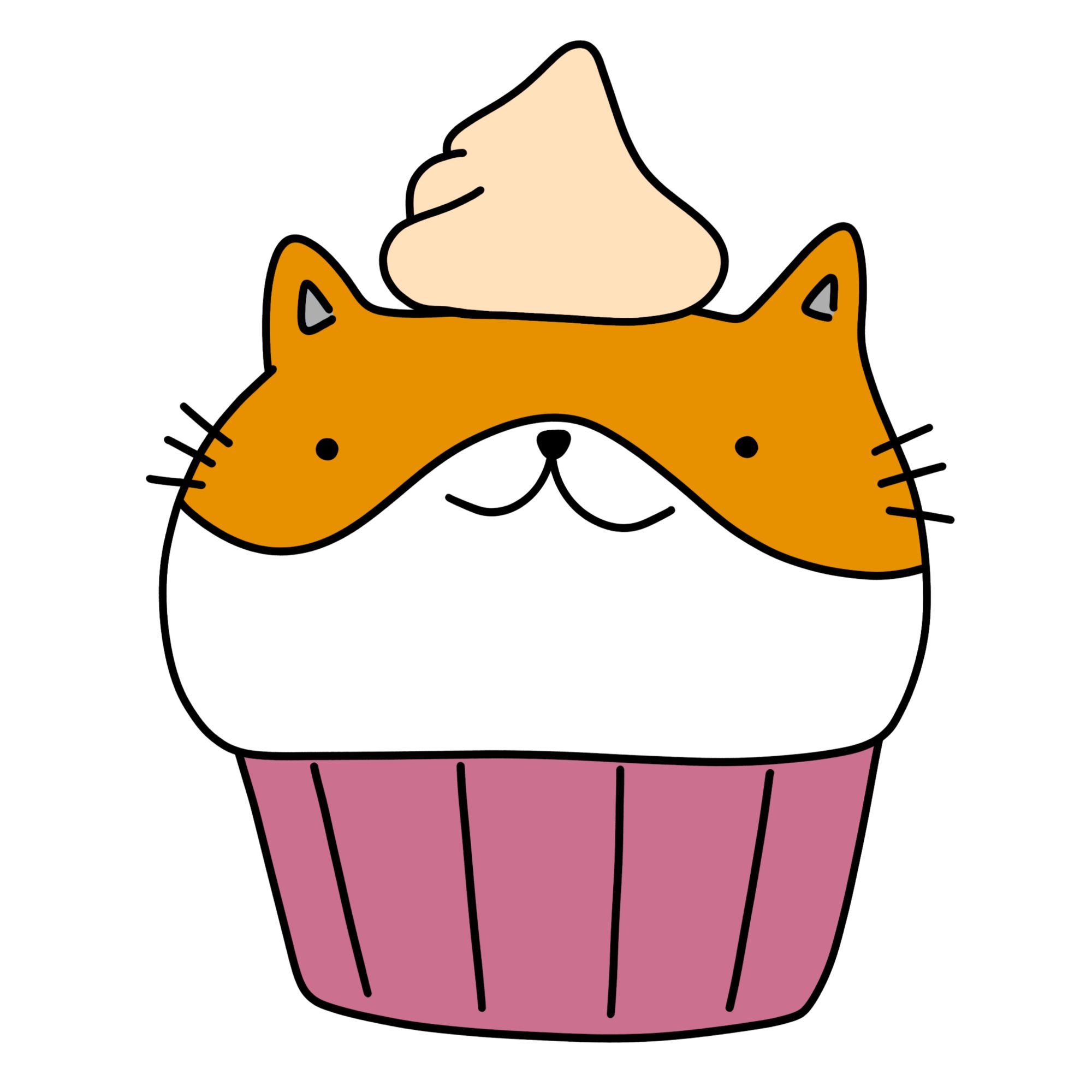 マフィンの型に入った猫のイラスト