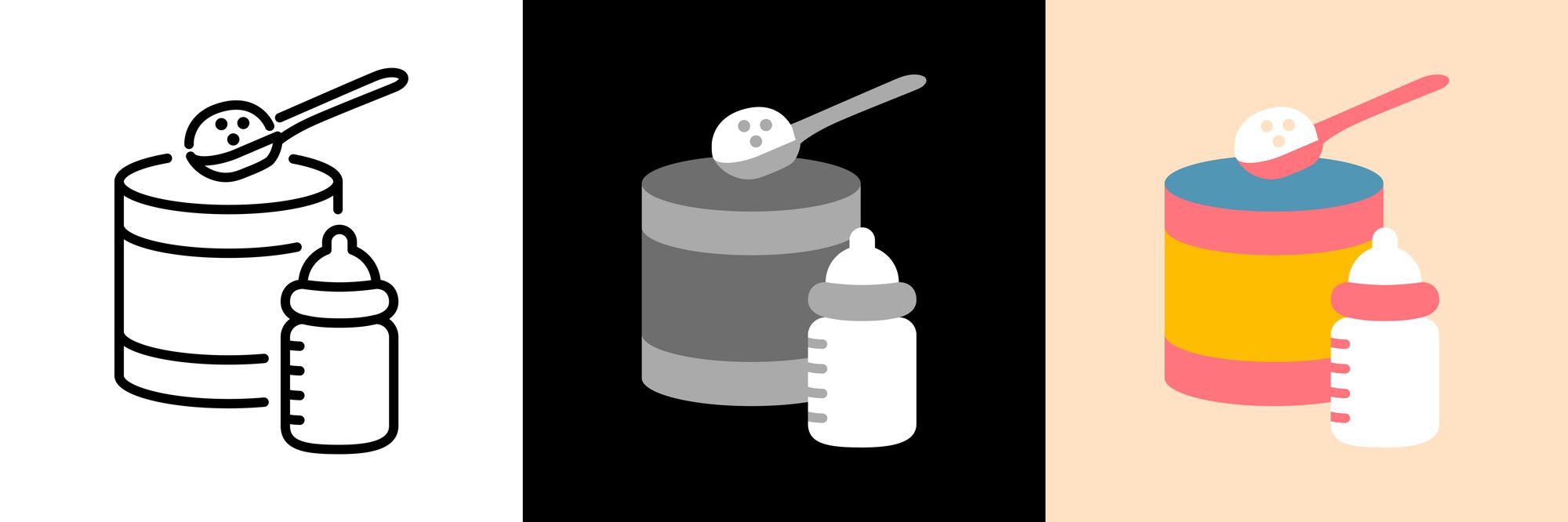 粉ミルクと哺乳瓶のイラスト