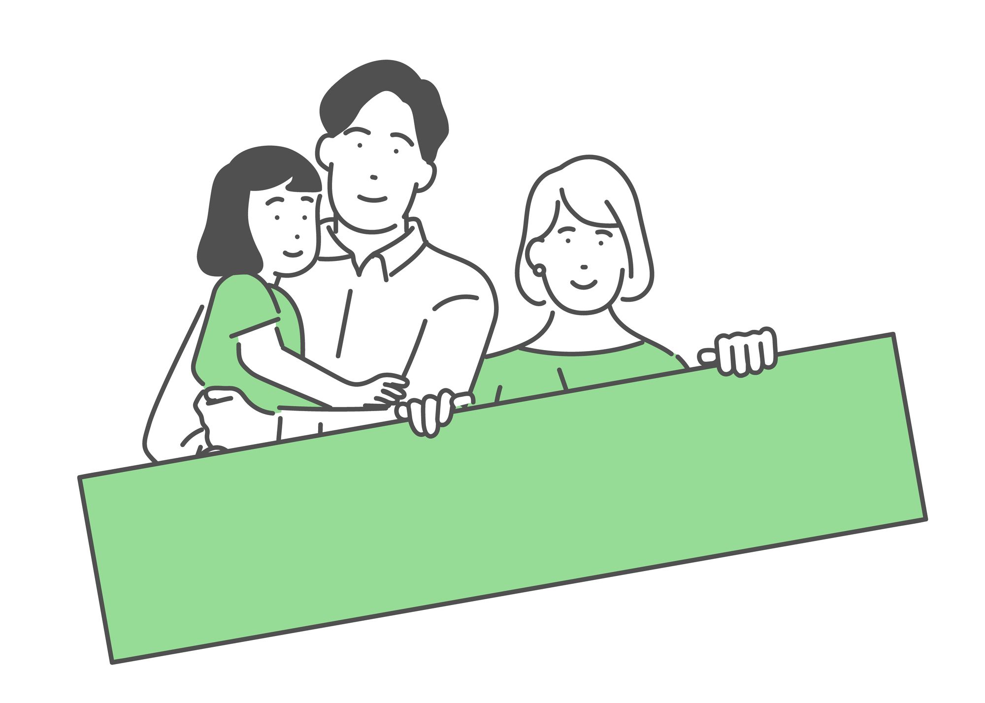 看板をもつファミリーのイラスト