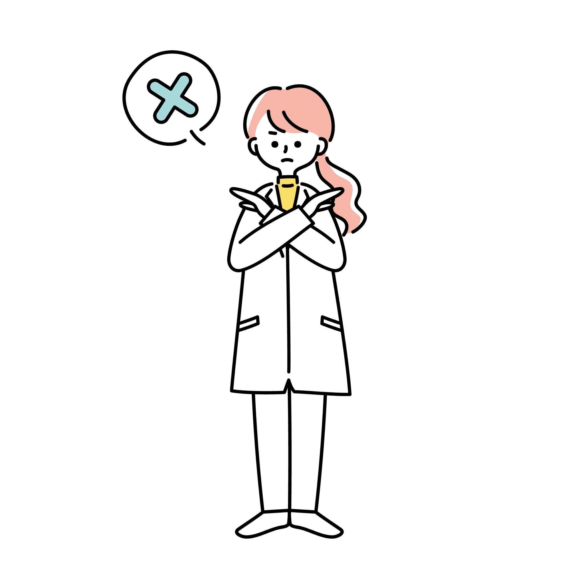 手で大きくバツをする女性医師