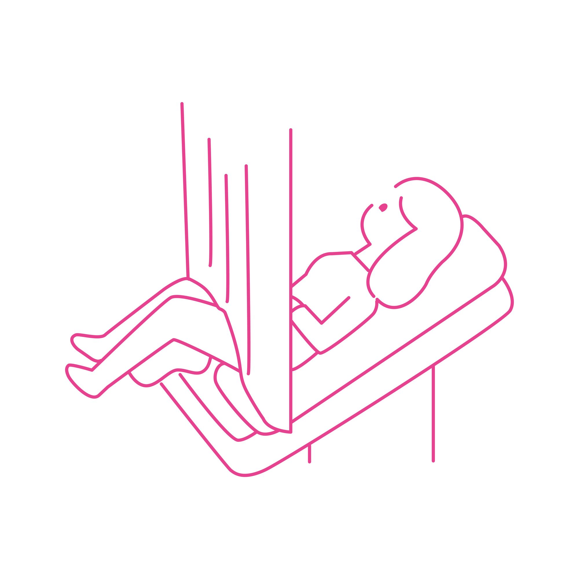 内診台に座って診察を待つ女性のイラスト